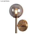 Sleek Round Wall Lighting: Simplicity Glass Bedside Sconce Light With Pencil Arm - Red/Green/Amber