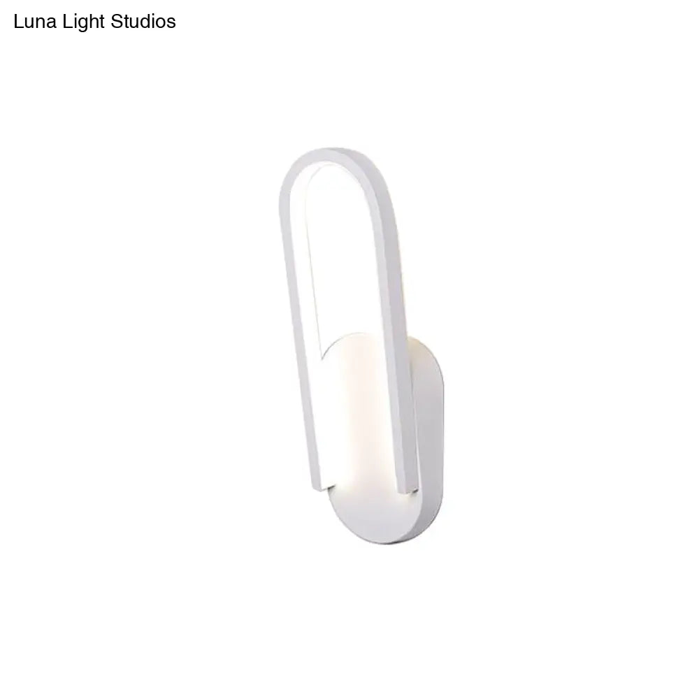 Sleek Semi-Oblong Led Sconce Light In Black/White With Acrylic Shade - Warm/White Illumination