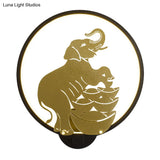 Sleek Sika Deer/Elephant Aluminum Mural Lamp: Modern Black-Gold Led Wall Light For Parlor