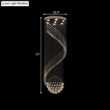 Sleek Silver Spiral Cluster Pendant Lamp - Clear Crystal 7-Light Led Ceiling Fixture