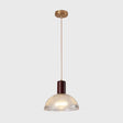 Sleek Single-Bulb Hanging Lamp With Ribbed Glass Shade: Elegant Pendant Light For Bedrooms Brown /