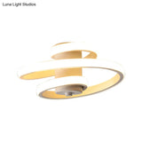 Sleek Spiral Metallic Ceiling Flush Led Lamp In Warm/White Light For Corridor - Black/White