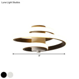 Sleek Spiral Metallic Ceiling Flush Led Lamp In Warm/White Light For Corridor - Black/White