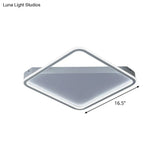 Sleek Square Hoop Ceiling Flush Led Lighting For Bedroom - 16.5’/22’ Wide Iron Mount With