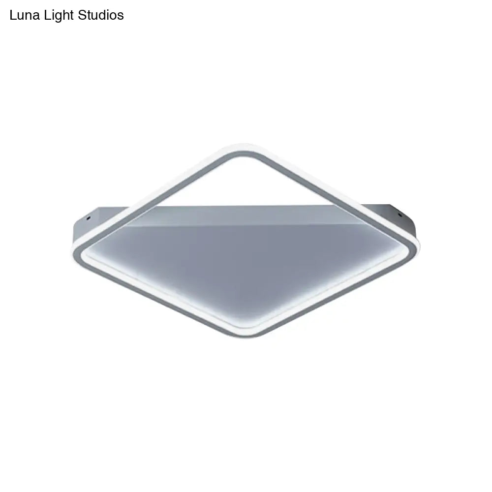 Sleek Square Hoop Ceiling Flush Led Lighting For Bedroom - 16.5’/22’ Wide Iron Mount With