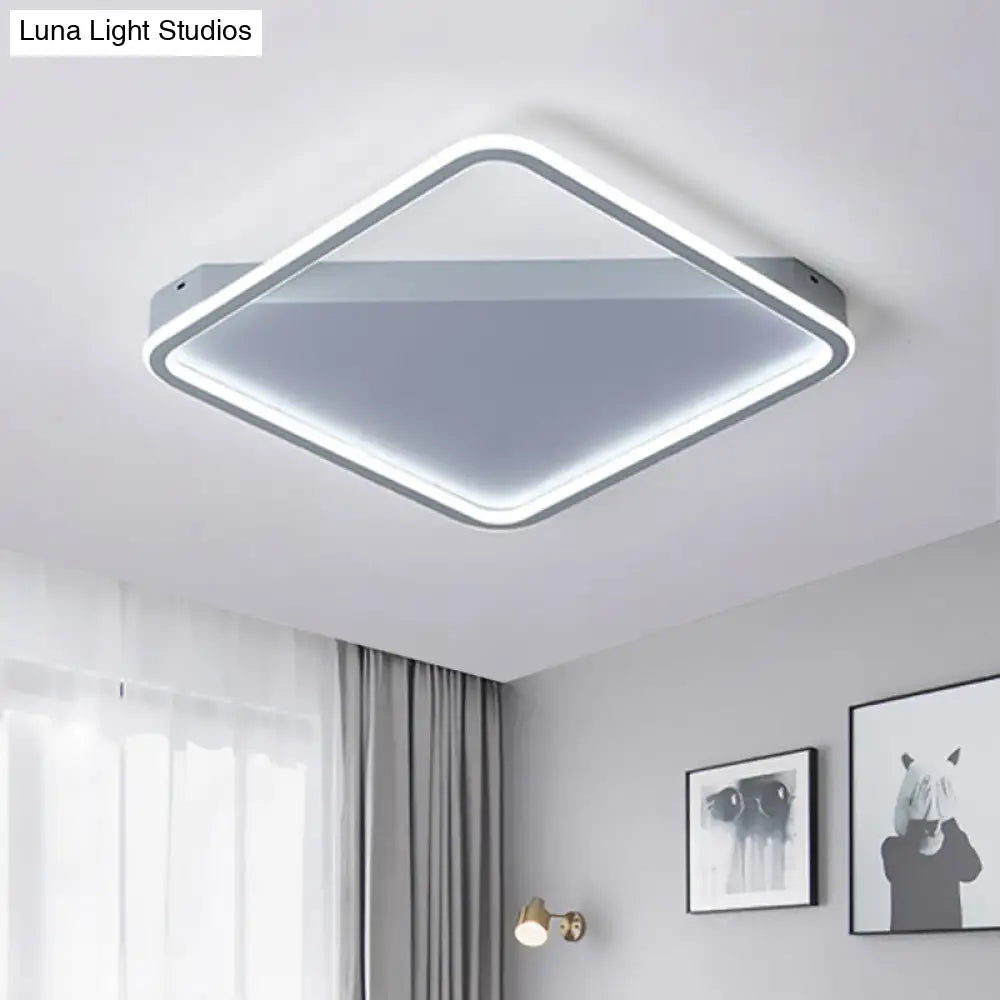 Sleek Square Hoop Ceiling Flush Led Lighting For Bedroom - 16.5’/22’ Wide Iron Mount With