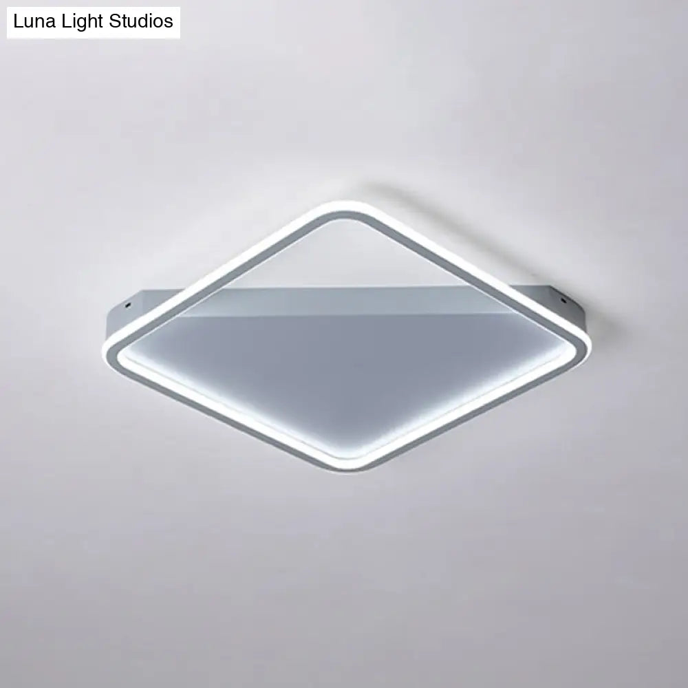 Sleek Square Hoop Ceiling Flush Led Lighting For Bedroom - 16.5’/22’ Wide Iron Mount With