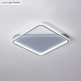 Sleek Square Hoop Ceiling Flush Led Lighting For Bedroom - 16.5’/22’ Wide Iron Mount With