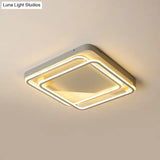 Sleek Square Hoop Ceiling Flush Led Lighting For Bedroom - 16.5’/22’ Wide Iron Mount With