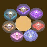 Sleek Square Led Flush Mount Crystal Ceiling Light – Clear Corridor Fixture / 5W 7 Color