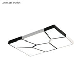 Sleek Squared/Rectangular Flush Mount Led Ceiling Light In Black/White White/Warm - Modern Acrylic