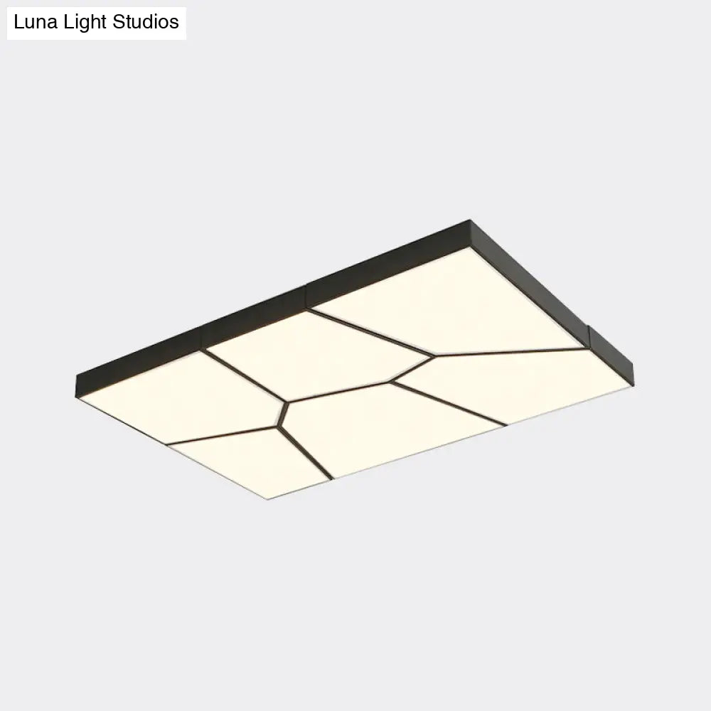 Sleek Squared/Rectangular Flush Mount Led Ceiling Light In Black/White White/Warm - Modern Acrylic