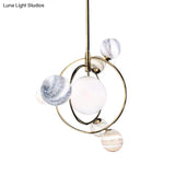 Sleek Stained Glass 7-Head Chandelier Light Fixture - Perfect for Dining Rooms
