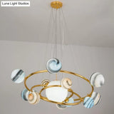 Sleek Stained Glass 7-Head Chandelier Light Fixture - Perfect for Dining Rooms