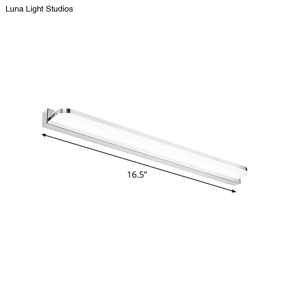 Sleek Stainless Steel Chrome Led Sconce - Rectangular Wall Vanity Light Fixture (16.5/20.5/24.5)
