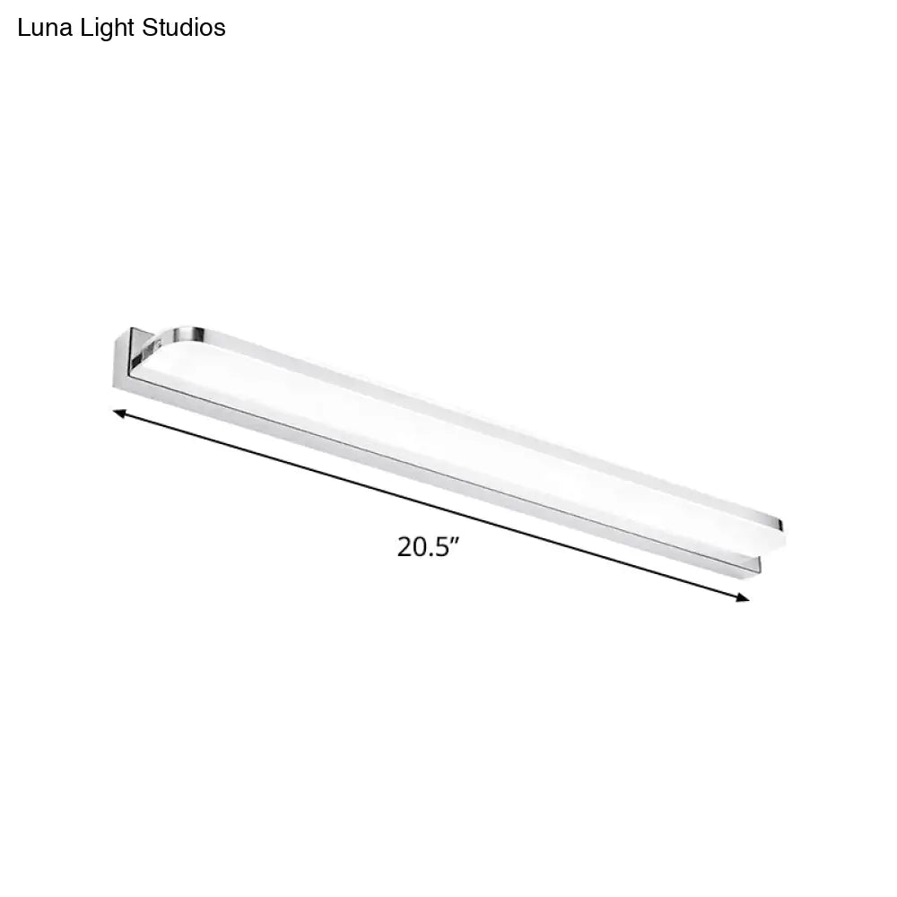 Sleek Stainless Steel Chrome Led Sconce - Rectangular Wall Vanity Light Fixture (16.5/20.5/24.5)