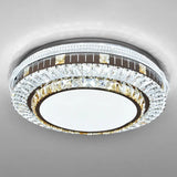 Sleek Stainless - Steel Drum Led Flush Mount Light With Crystal Accent – Perfect For Bedrooms /