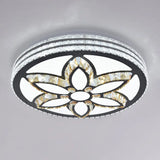 Sleek Stainless - Steel Drum Led Flush Mount Light With Crystal Accent – Perfect For Bedrooms /