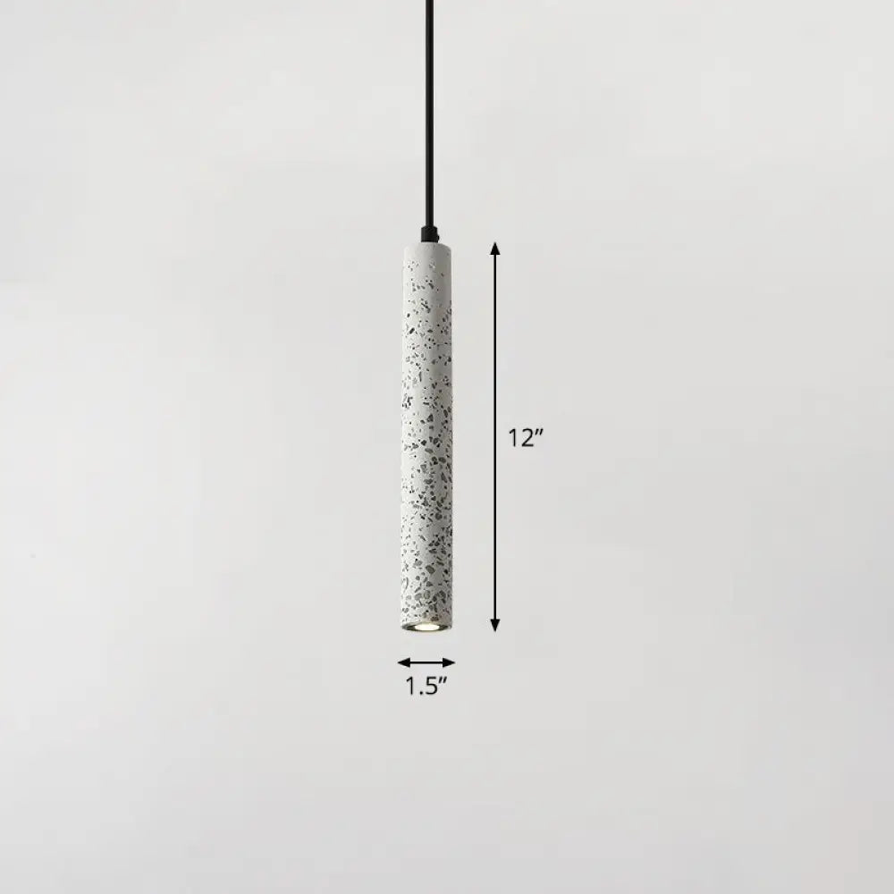 Sleek Terrazzo Led Suspension Light: Tubular Bedside Down Lighting Pendant With Simplicity Fixture