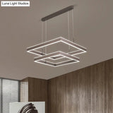Sleek Tiered Square Chandelier Led Pendant Light In Coffee For Metallic Living Room
