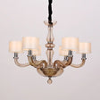 Sleek Traditionary Spuntik Chandelier Light With 6/8/12 Amber Glass Pendant Lamp Heads & White