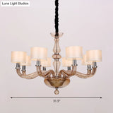 Sleek Traditionary Spuntik Chandelier Light With 6/8/12 Amber Glass Pendant Lamp Heads & White