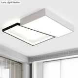 Sleek Trapezoid Flush Mount Led Metal Ceiling Light In White/Warm - 18’/21.5’ Wide