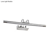 Sleek Tube Shaped Led Vanity Lamp: Stainless Steel Wall Mounted Chrome Finish