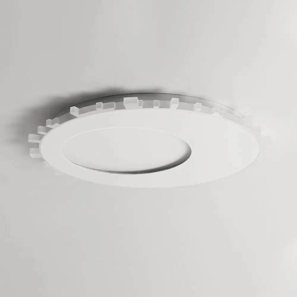 Sleek White Circle Flush Mount Led Ceiling Light Fixture - Minimalist Acrylic Design Warm