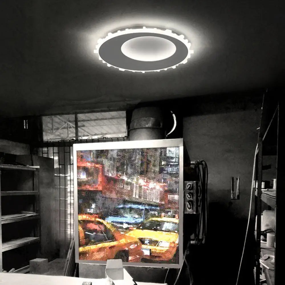 Sleek White Circle Flush Mount Led Ceiling Light Fixture - Minimalist Acrylic Design Warm
