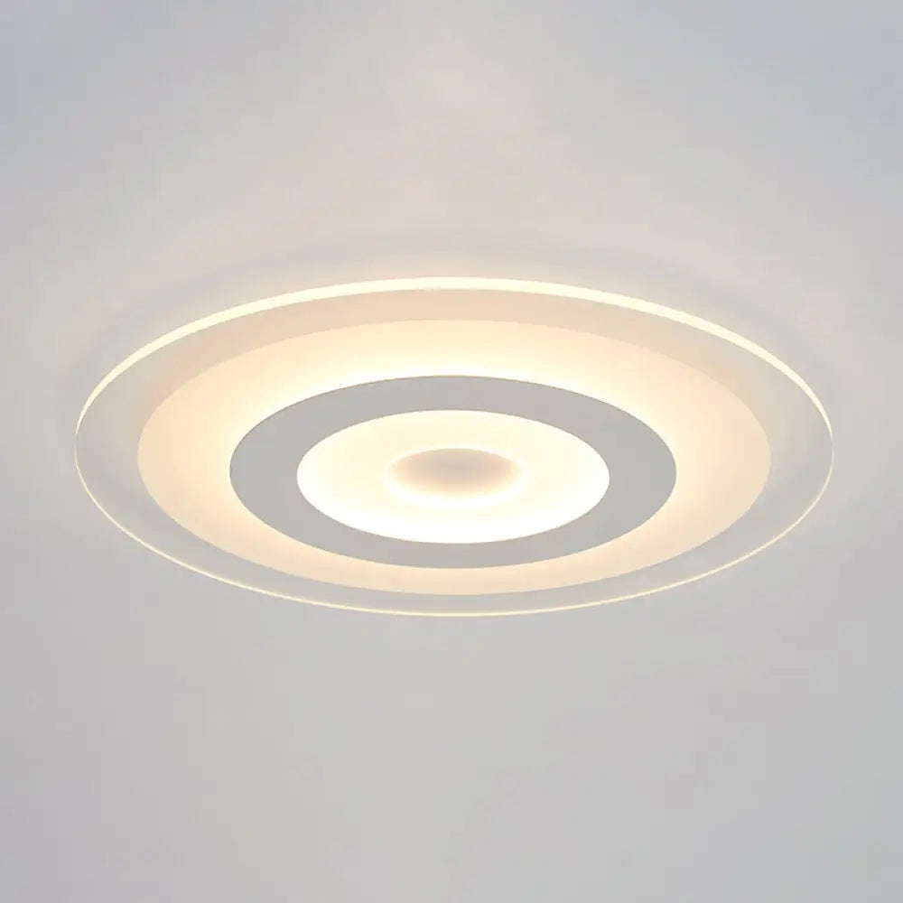 Sleek White Disc Foyer Flush Light With Acrylic Simplicity - Led Mount Ceiling Fixture