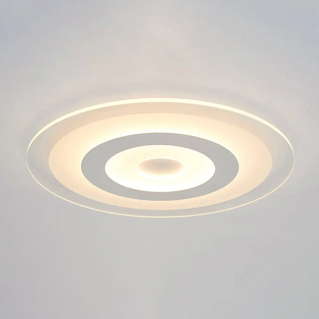 Sleek White Disc Foyer Flush Light With Acrylic Simplicity - Led Mount Ceiling Fixture