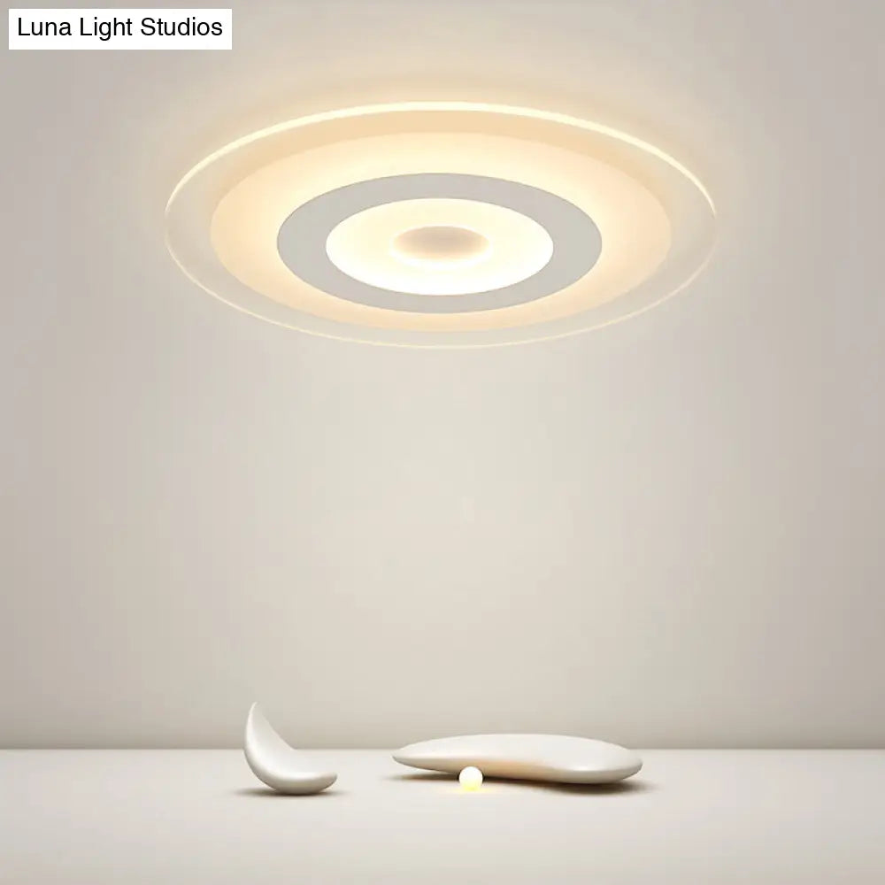 Sleek White Disc Foyer Flush Light With Acrylic Simplicity - Led Mount Ceiling Fixture / 16.5 Third
