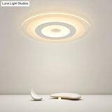 Sleek White Disc Foyer Flush Light With Acrylic Simplicity - Led Mount Ceiling Fixture / 16.5 Third