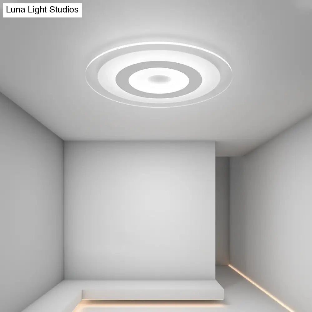 Sleek White Disc Foyer Flush Light With Acrylic Simplicity - Led Mount Ceiling Fixture / 16.5