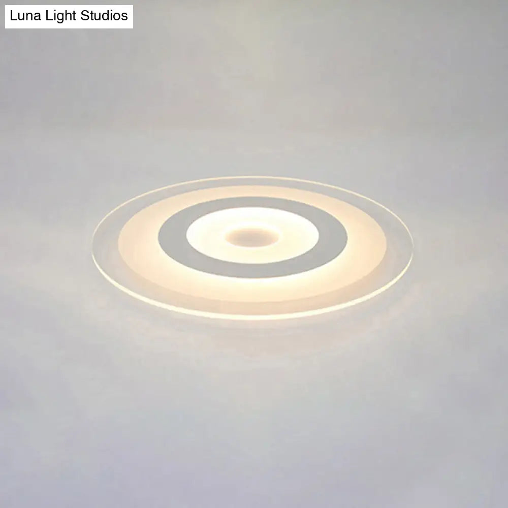 Sleek White Disc Foyer Flush Light With Acrylic Simplicity - Led Mount Ceiling Fixture