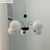 Sleek White Glass Ceiling Chandelier - Modern Minimalist Design