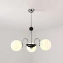 Sleek White Glass Ceiling Chandelier - Modern Minimalist Design 3 / Chrome