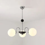 Sleek White Glass Ceiling Chandelier - Modern Minimalist Design 3 / Chrome