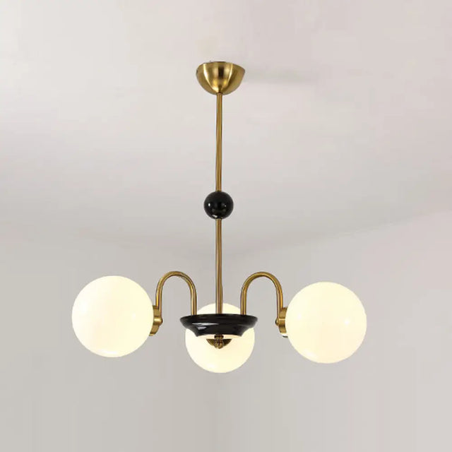 Sleek White Glass Ceiling Chandelier - Modern Minimalist Design 3 / Gold