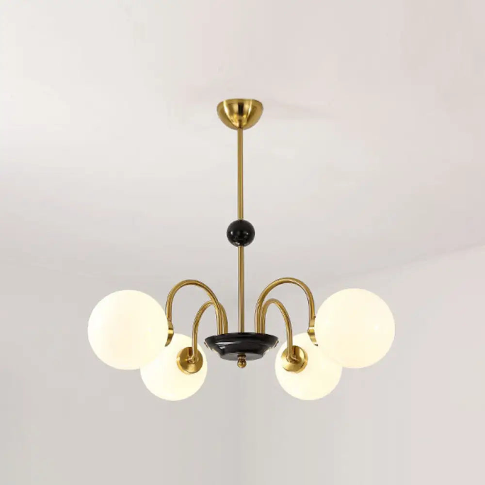Sleek White Glass Ceiling Chandelier - Modern Minimalist Design 4 / Gold