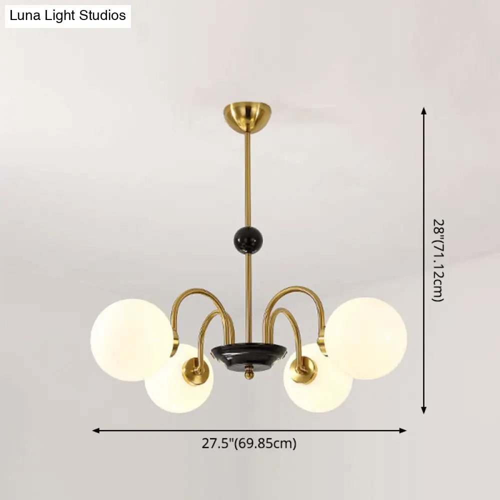 Sleek White Glass Ceiling Chandelier - Modern Minimalist Design