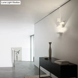 Sleek White Wall Washer Light: Simplistic Metallic Sconce For Stairway Illumination