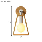 Sleek Wood Wall Lamp With Exposed Bulb: Rotatable Sconce For Bedside Or Ideas Trapezoid Frame