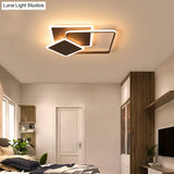 Slim Square Flush Led Coffee Lamp - Modern 19’/21.5’ Wide Acrylic Ceiling Mount Light