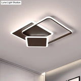 Slim Square Flush Led Coffee Lamp - Modern 19’/21.5’ Wide Acrylic Ceiling Mount Light