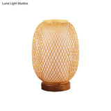 Small Japanese Bamboo Desk Lamp - Handcrafted Task Lighting For Bedside & Office