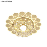 Small Led Ceiling Light Fixture - Crystal Clear Flush Mount Layered Flower Design