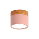Small Macaron Metal Flush Mount Ceiling Light For Kitchen Bar - Yellow/Blue/Black & Wood Pink