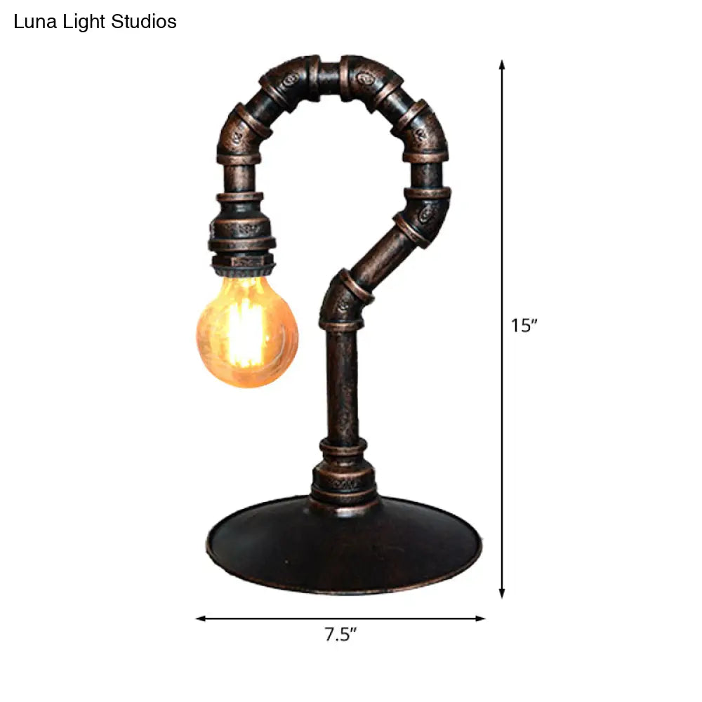 Small Rustic Iron Nightstand Lamp With Antiqued Hook 1 Light Desk Lighting For Bar